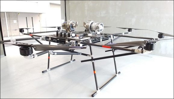 High Payload Emergency Supply Delivery Drone Equipped with a Gas Turbine Generator
