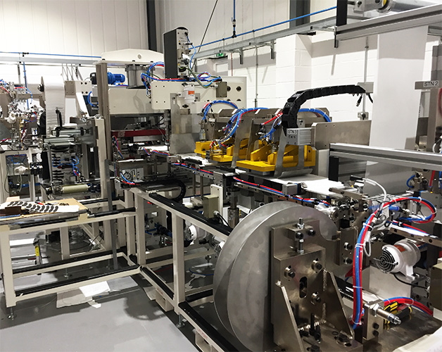 1)	The automated face mask manufacturing machines built by Sims Engineering feature NH series linear guides from NSK. Photo: Sims Engineering